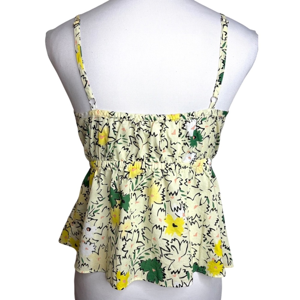 Anthropologie Hope For Flowers Floral Cami Top S Yellow Green Boho Cotton Tank - Picture 5 of 10